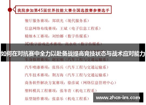 如何在对抗赛中全力以赴备战提高竞技状态与战术应对能力